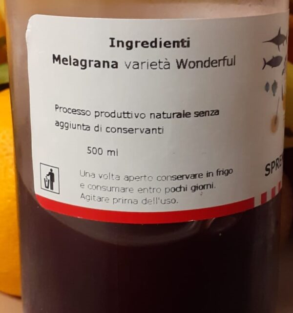 etichetta spremuta di melagrana 100% naturale