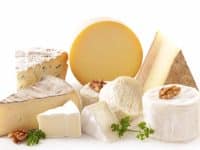 assorted of cheese isolated on white background